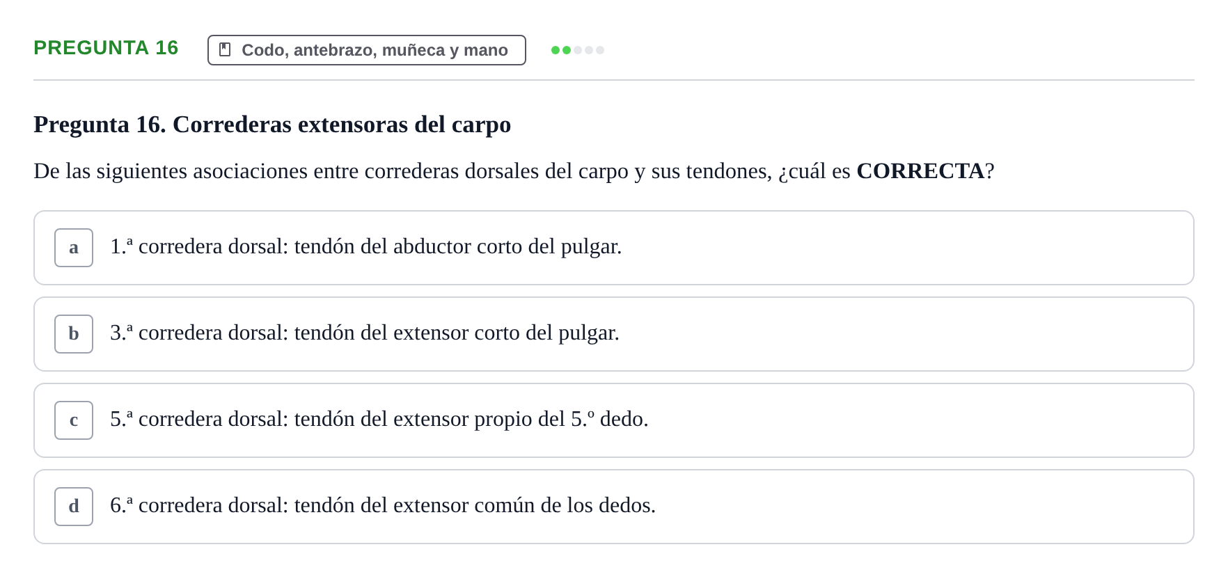 Enunciado: Pregunta 16 · Aparato Locomotor UDL 2019
