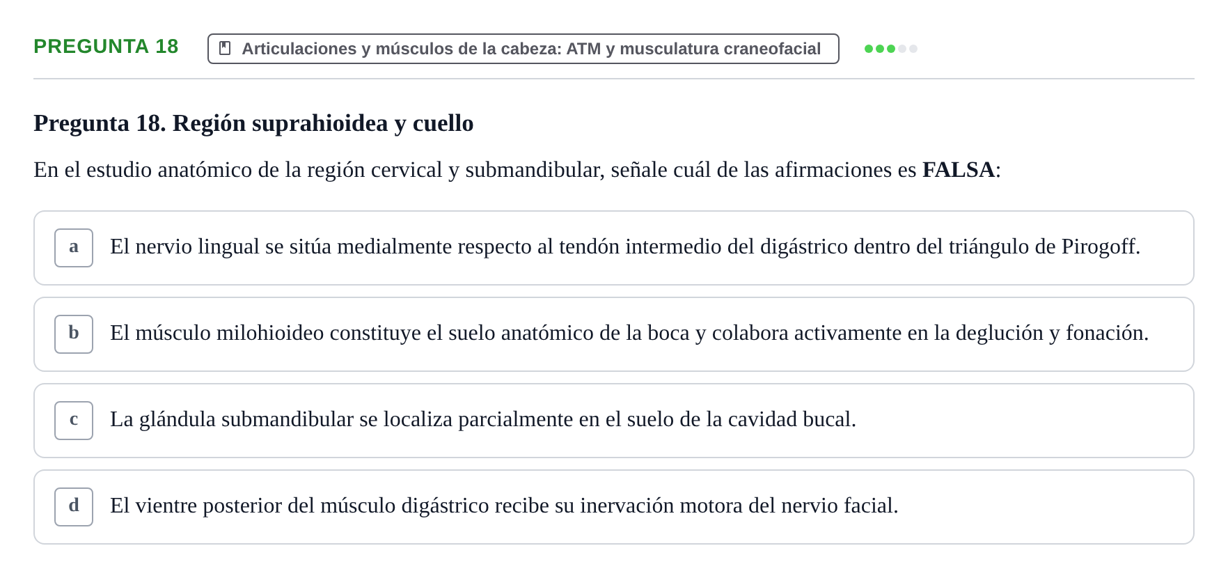 Enunciado: Pregunta 18 · Aparato Locomotor UDL 2019