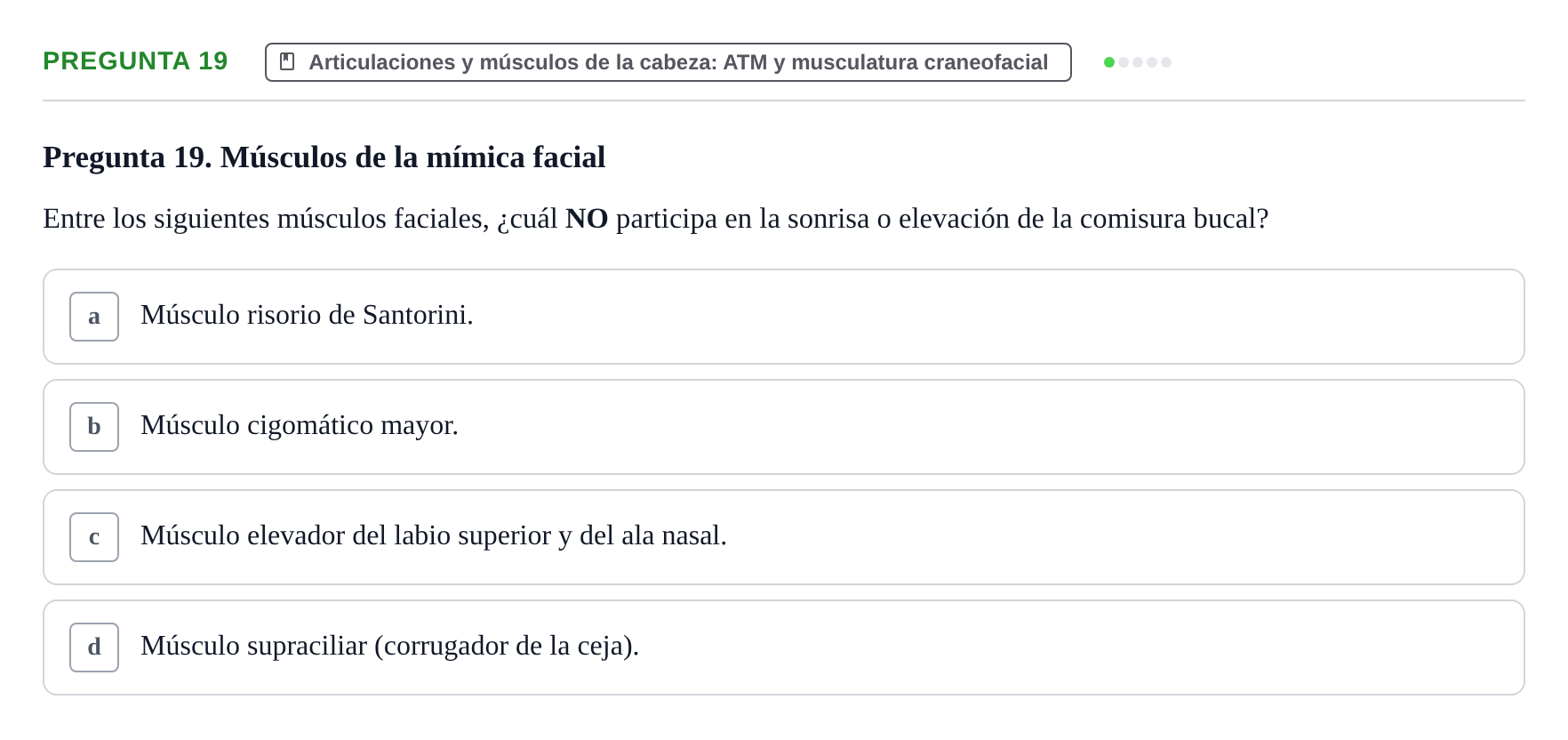 Enunciado: Pregunta 19 · Aparato Locomotor UDL 2019