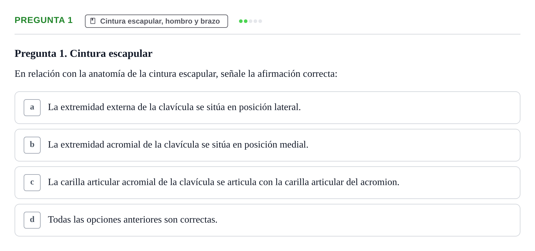 Enunciado: Pregunta 1 · Aparato Locomotor UDL 2019