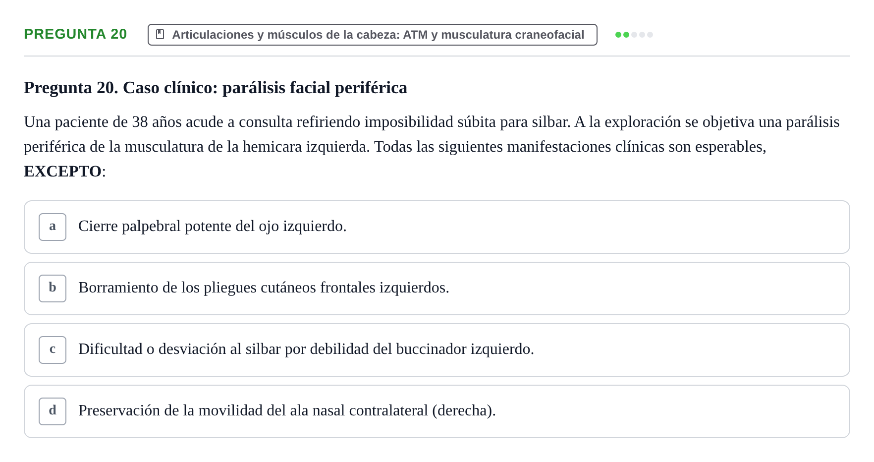 Enunciado: Pregunta 20 · Aparato Locomotor UDL 2019