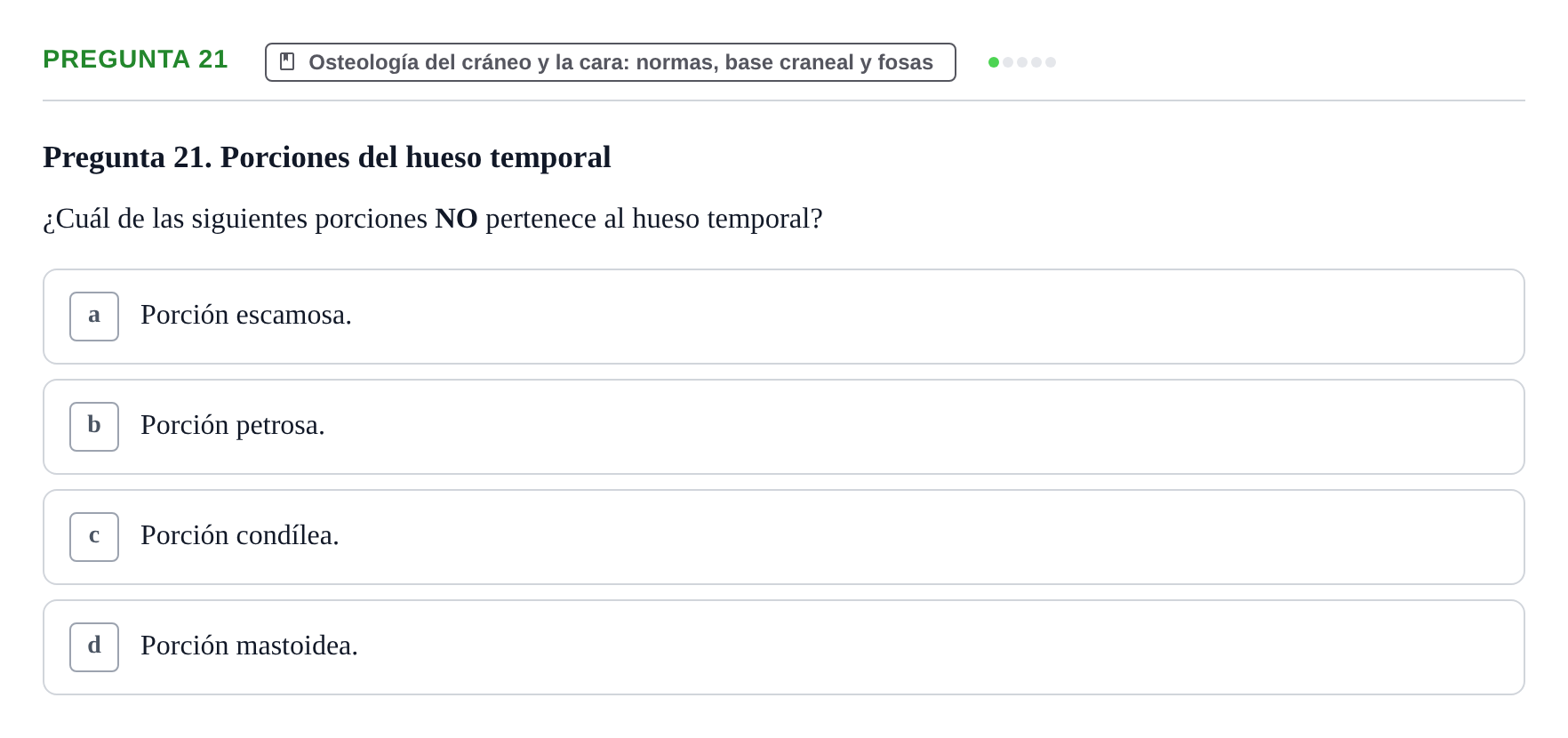 Enunciado: Pregunta 21 · Aparato Locomotor UDL 2019