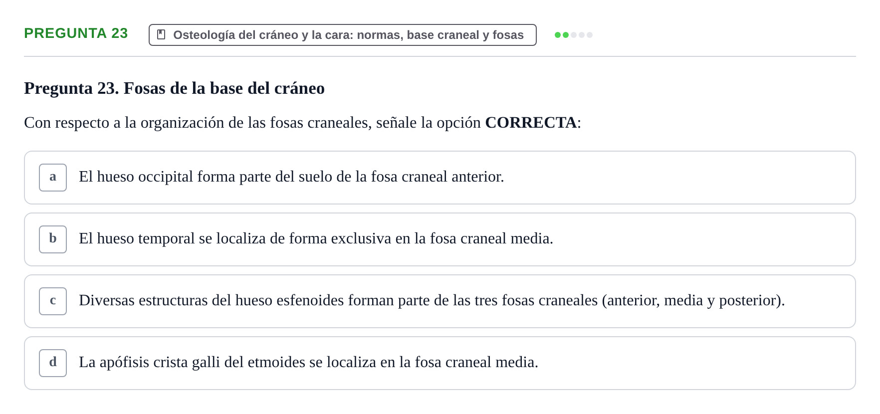 Enunciado: Pregunta 23 · Aparato Locomotor UDL 2019
