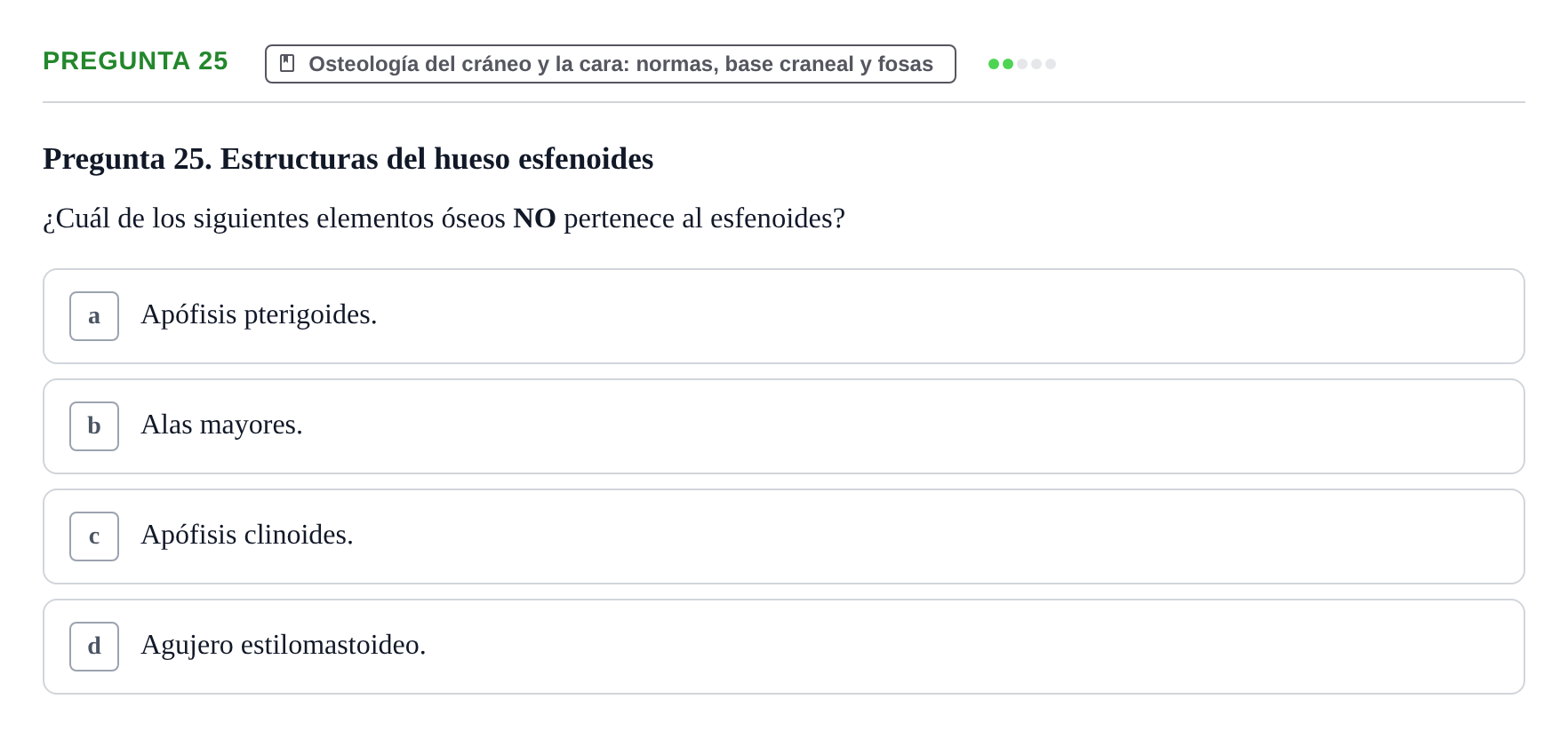 Enunciado: Pregunta 25 · Aparato Locomotor UDL 2019