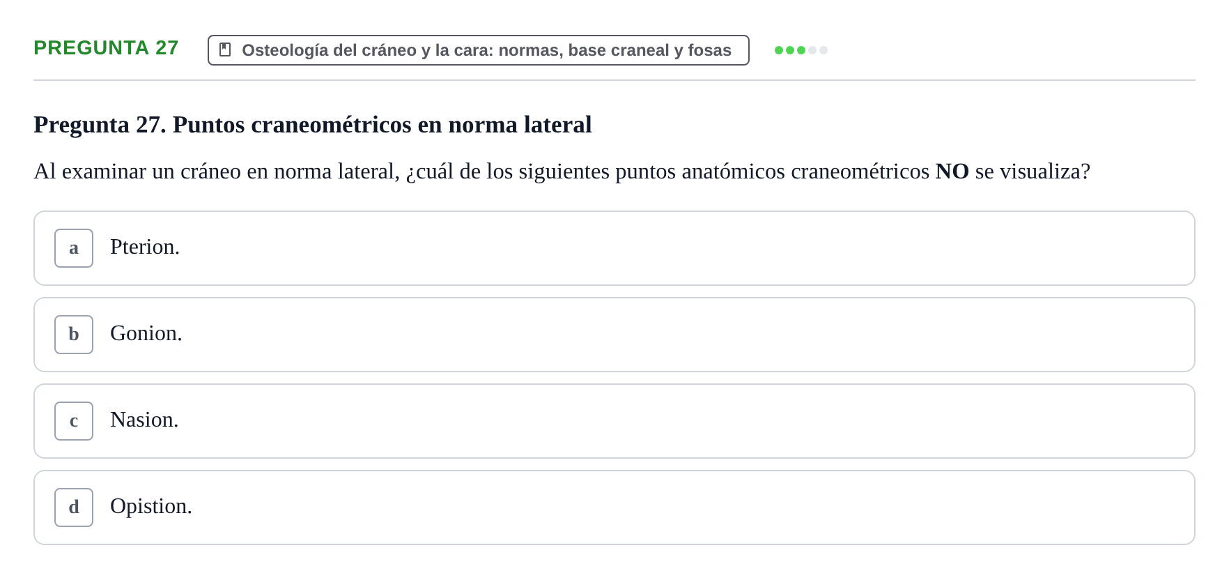 Enunciado: Pregunta 27 · Aparato Locomotor UDL 2019