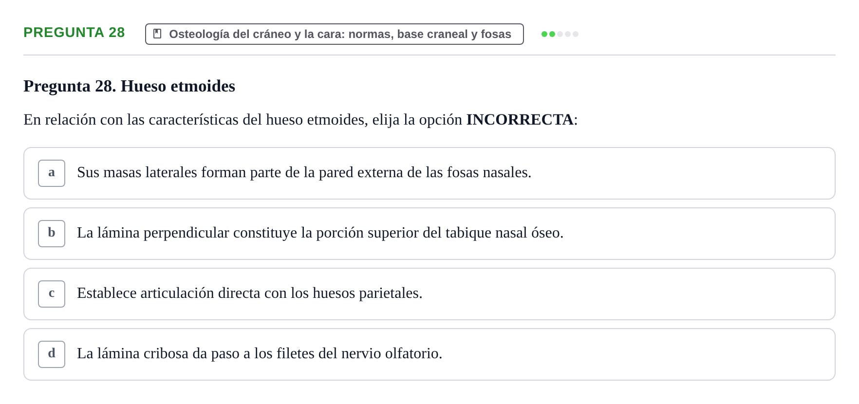 Enunciado: Pregunta 28 · Aparato Locomotor UDL 2019