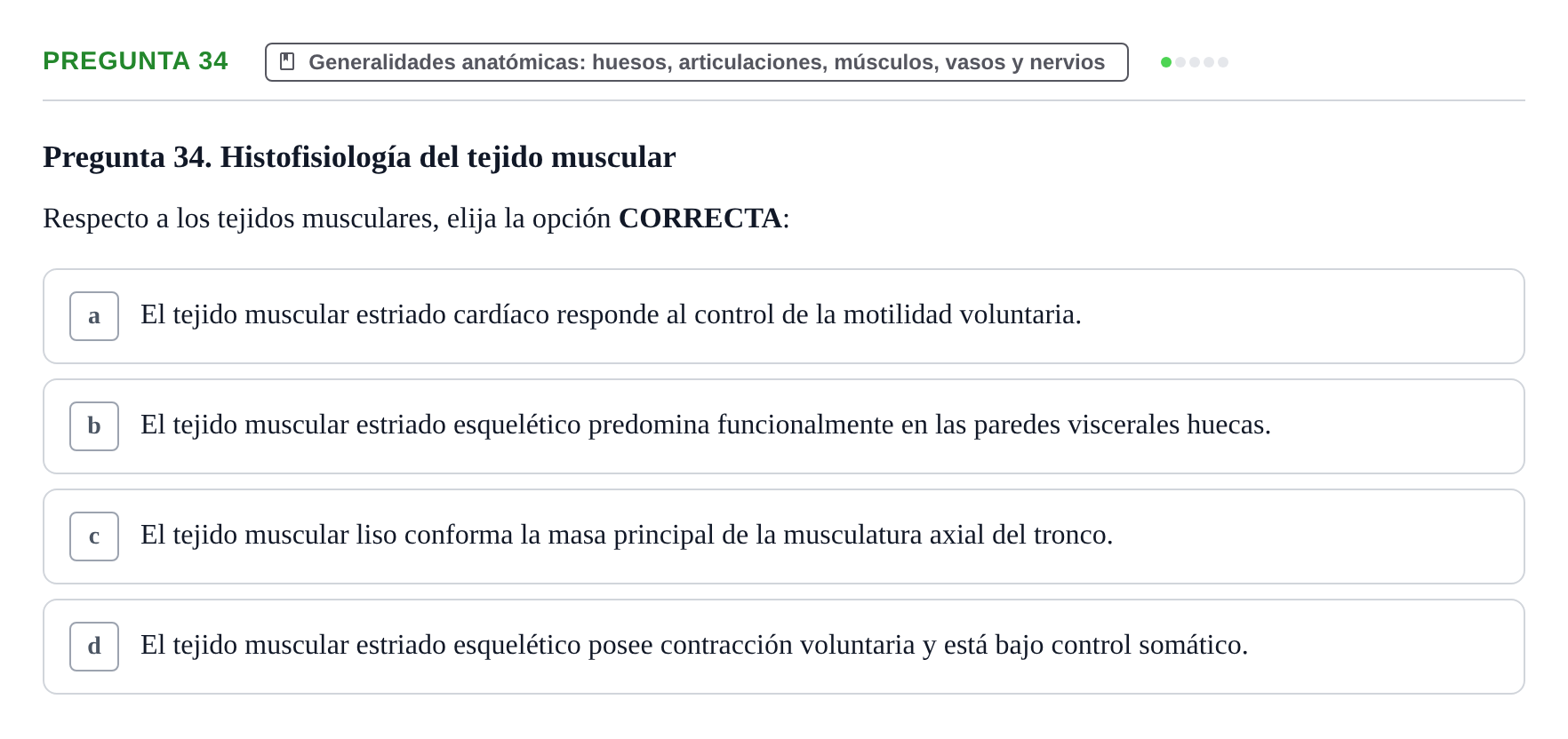 Enunciado: Pregunta 34 · Aparato Locomotor UDL 2019