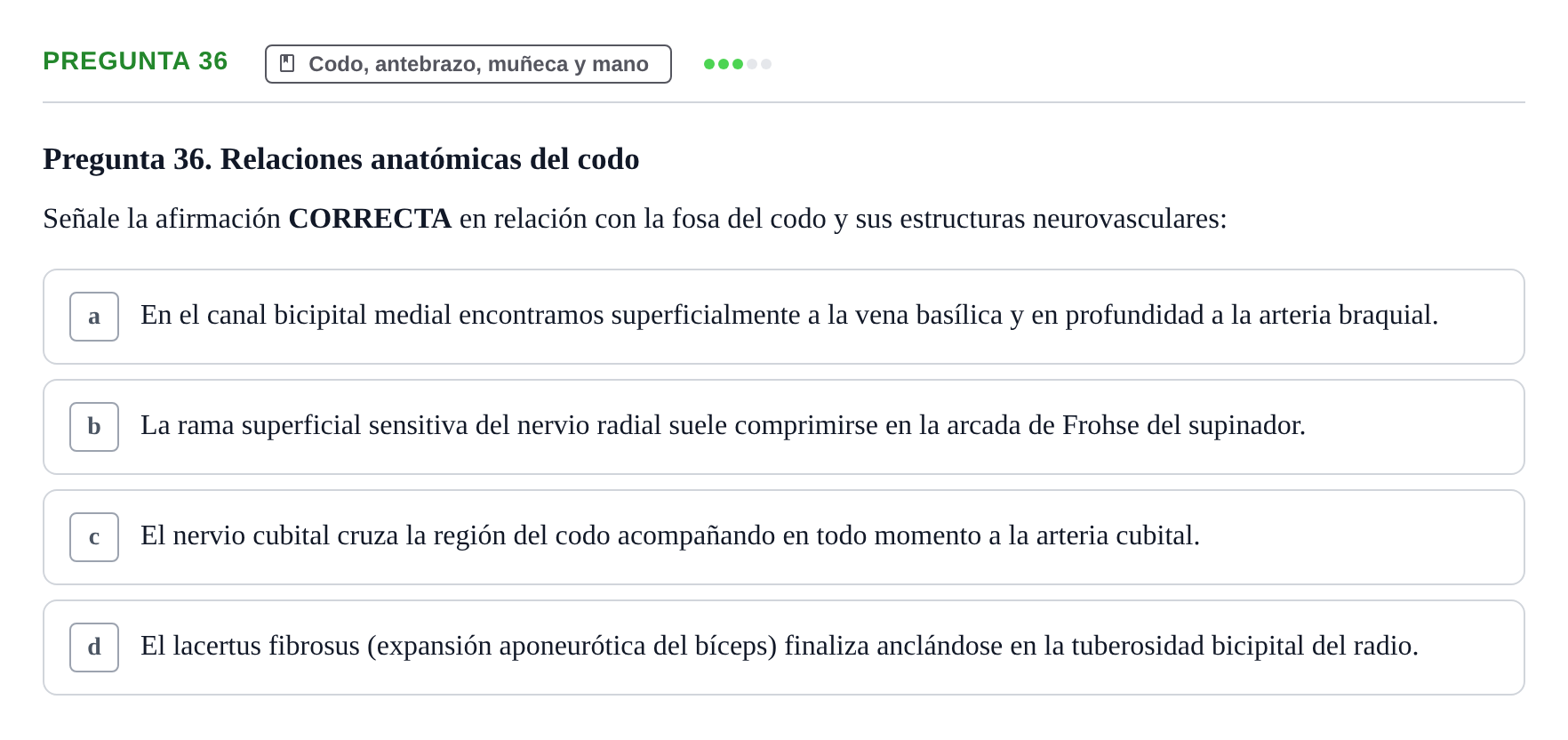 Enunciado: Pregunta 36 · Aparato Locomotor UDL 2019