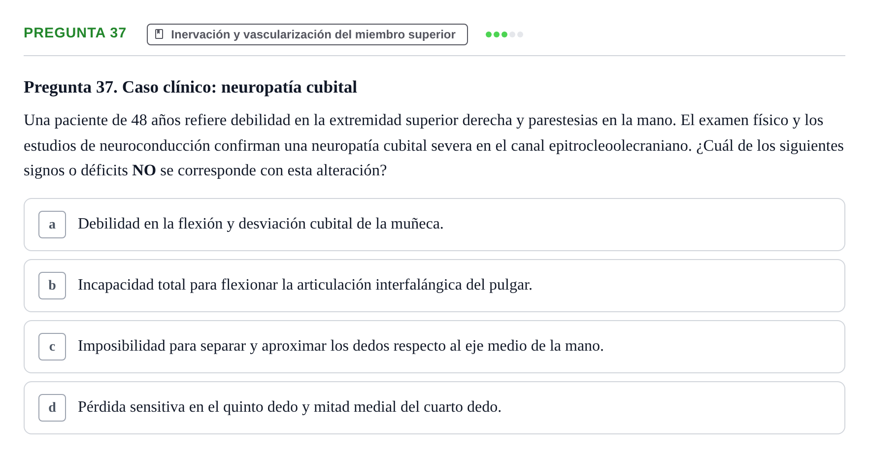 Enunciado: Pregunta 37 · Aparato Locomotor UDL 2019