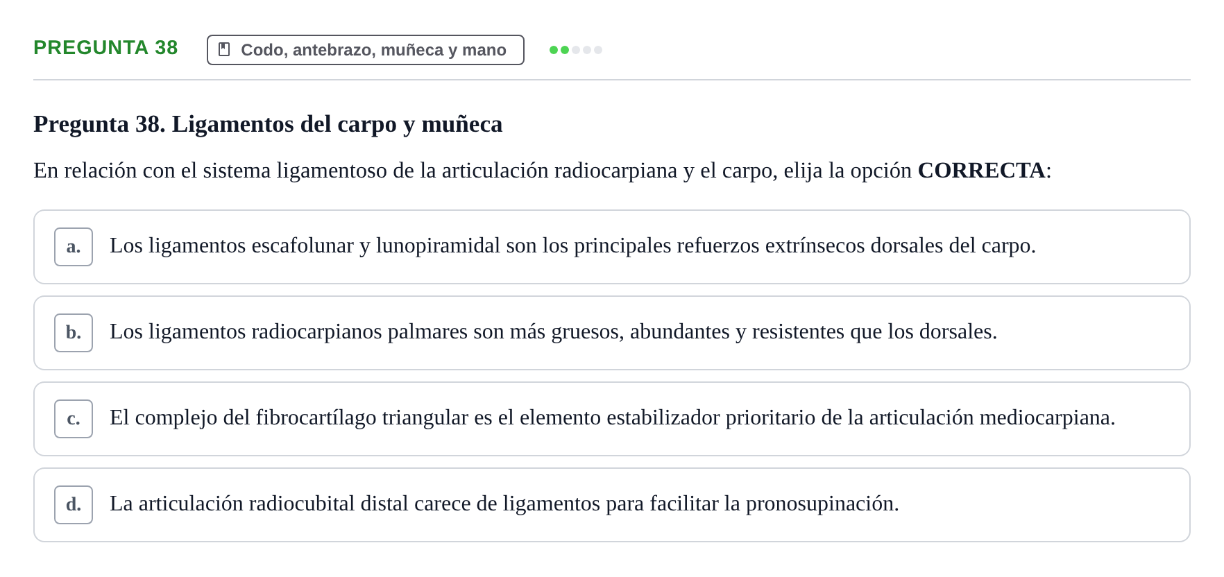 Enunciado: Pregunta 38 · Aparato Locomotor UDL 2019