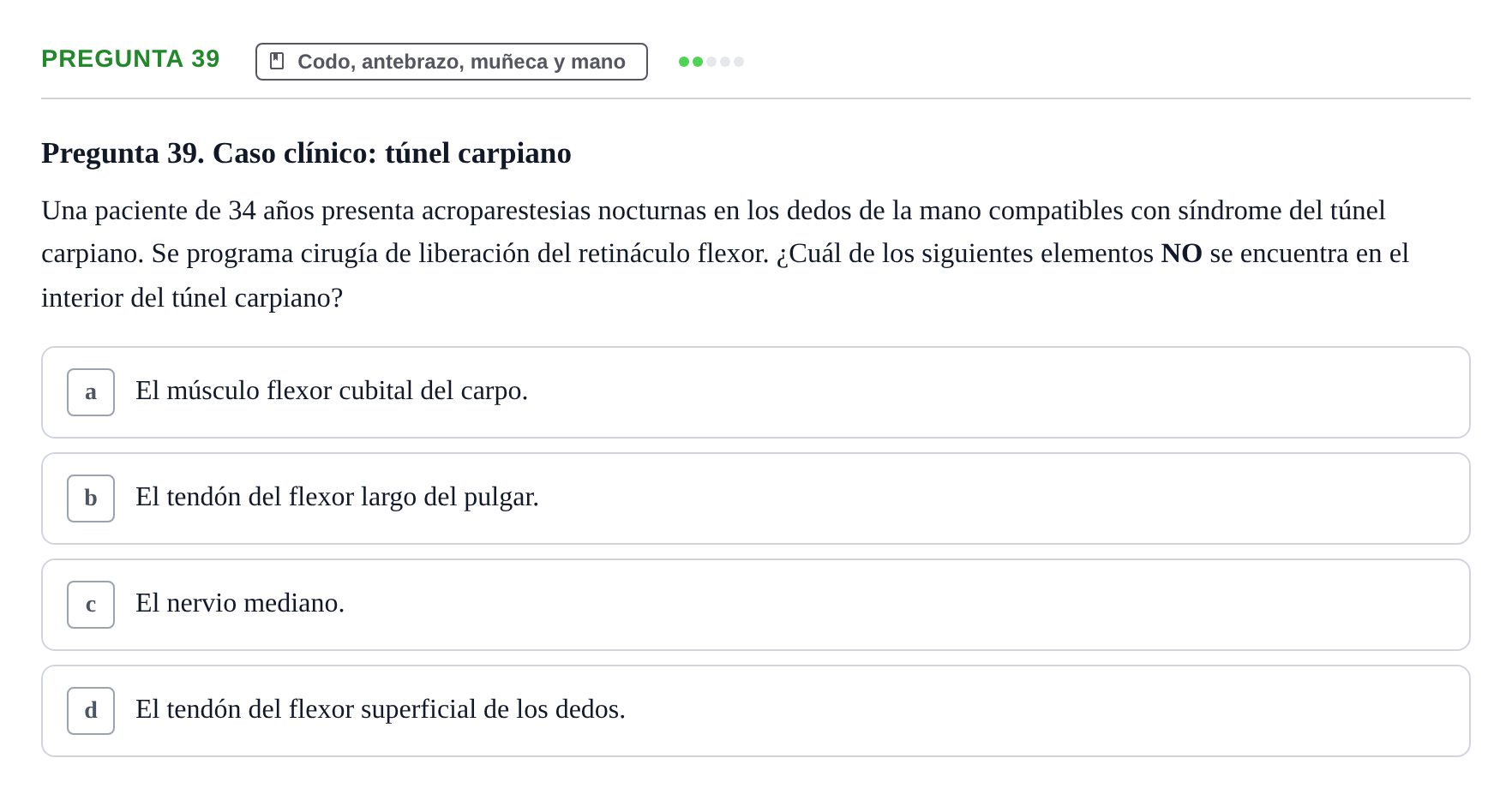 Enunciado: Pregunta 39 · Aparato Locomotor UDL 2019