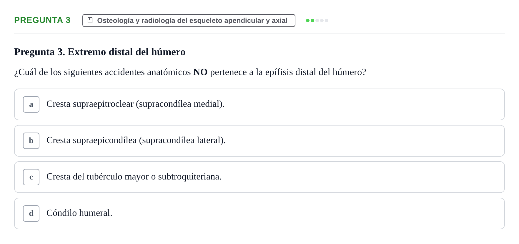 Enunciado: Pregunta 3 · Aparato Locomotor UDL 2019