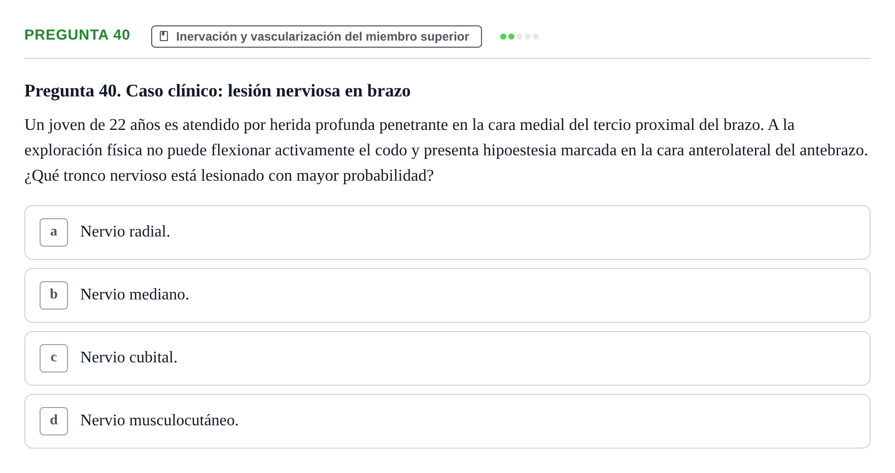 Enunciado: Pregunta 40 · Aparato Locomotor UDL 2019