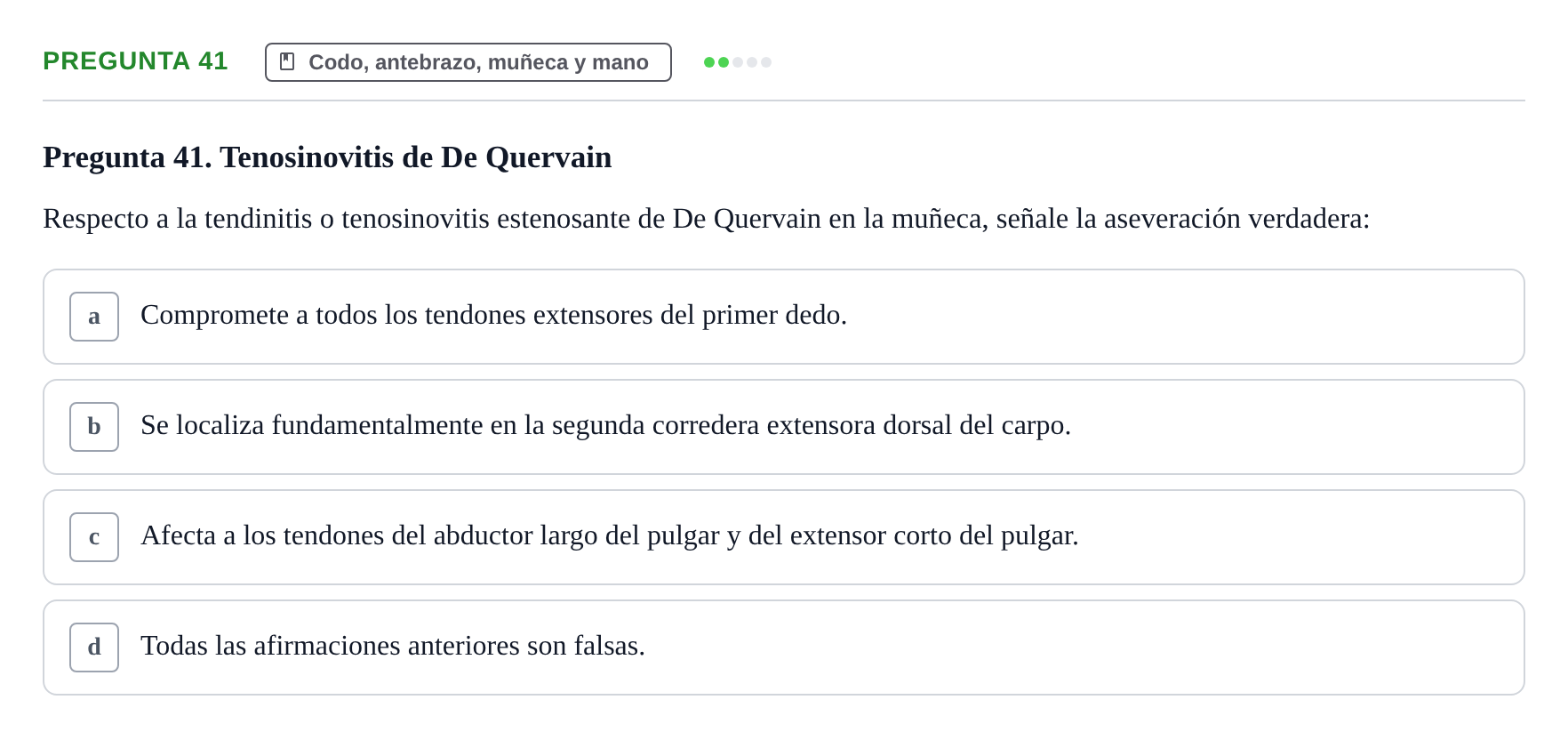 Enunciado: Pregunta 41 · Aparato Locomotor UDL 2019