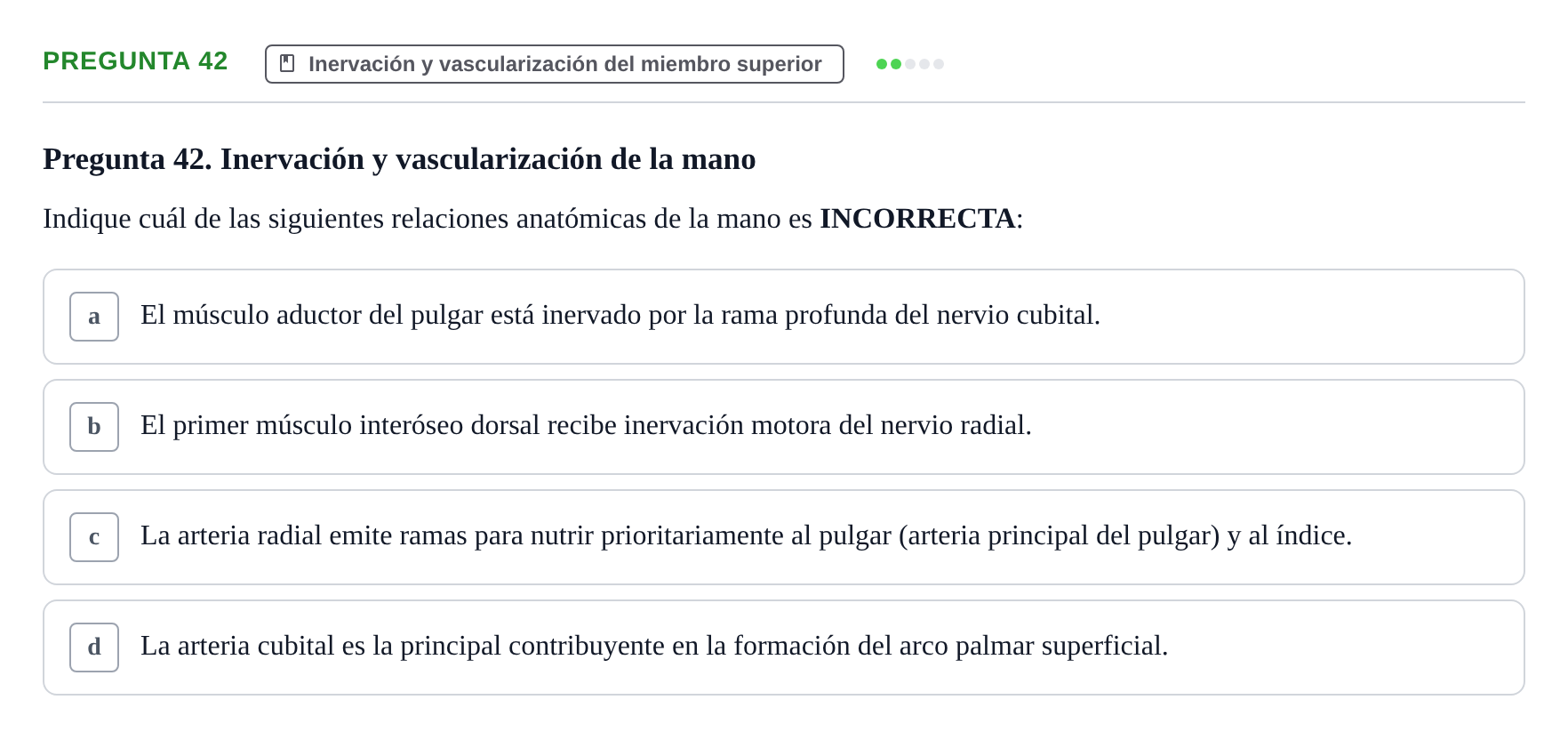 Enunciado: Pregunta 42 · Aparato Locomotor UDL 2019
