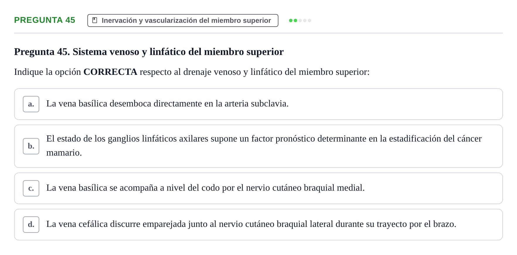 Enunciado: Pregunta 45 · Aparato Locomotor UDL 2019
