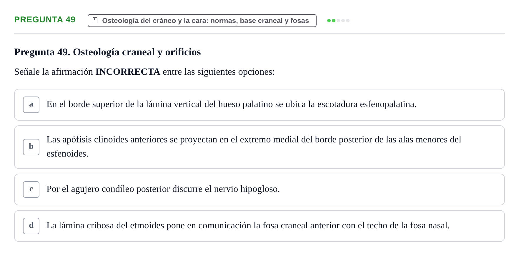 Enunciado: Pregunta 49 · Aparato Locomotor UDL 2019