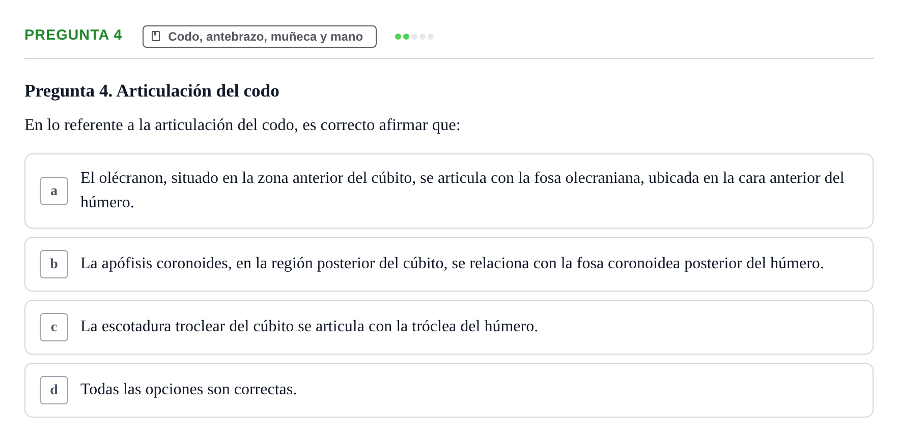 Enunciado: Pregunta 4 · Aparato Locomotor UDL 2019