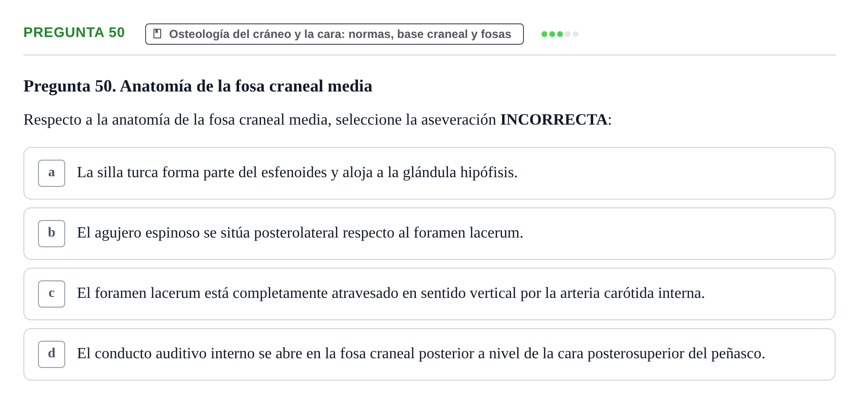 Enunciado: Pregunta 50 · Aparato Locomotor UDL 2019