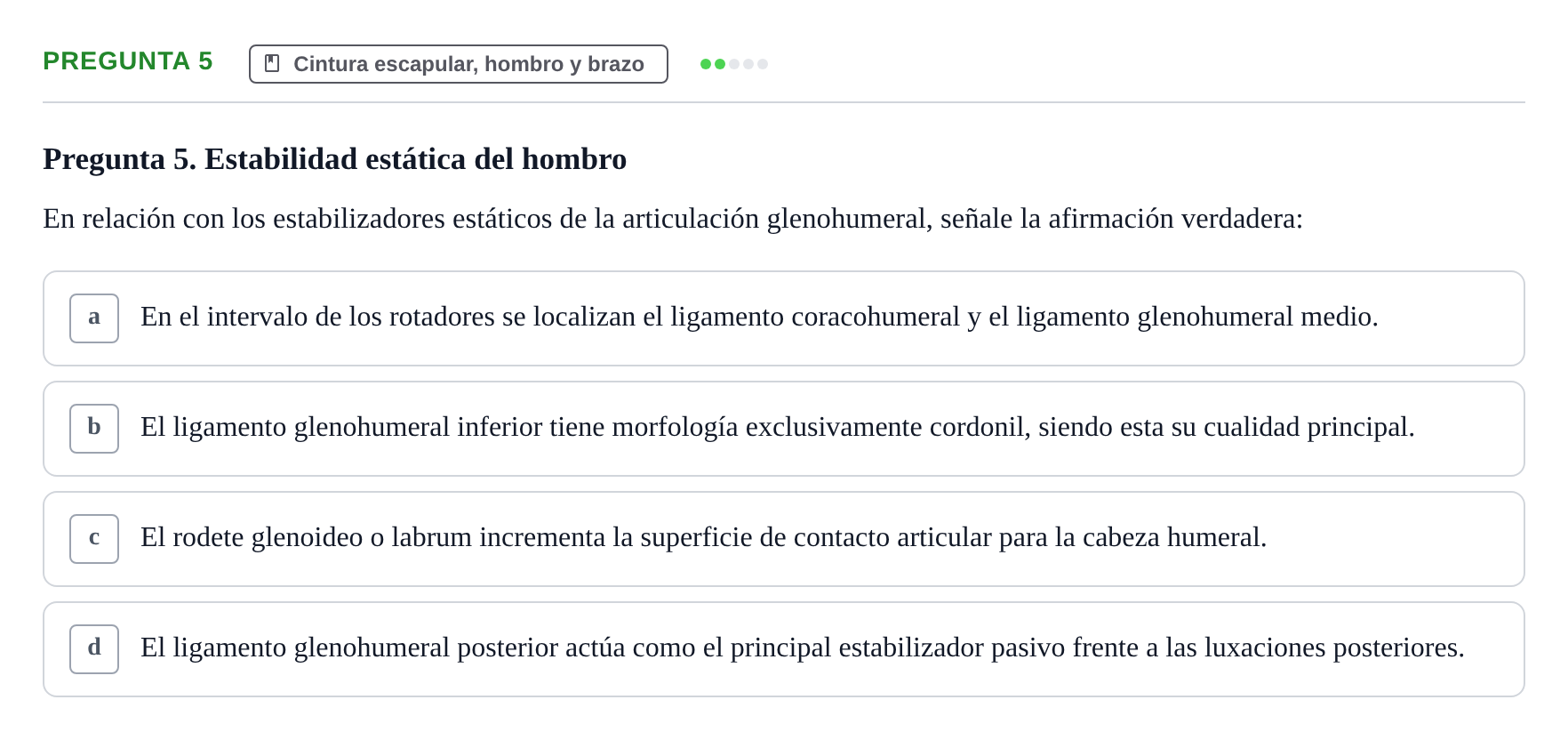 Enunciado: Pregunta 5 · Aparato Locomotor UDL 2019