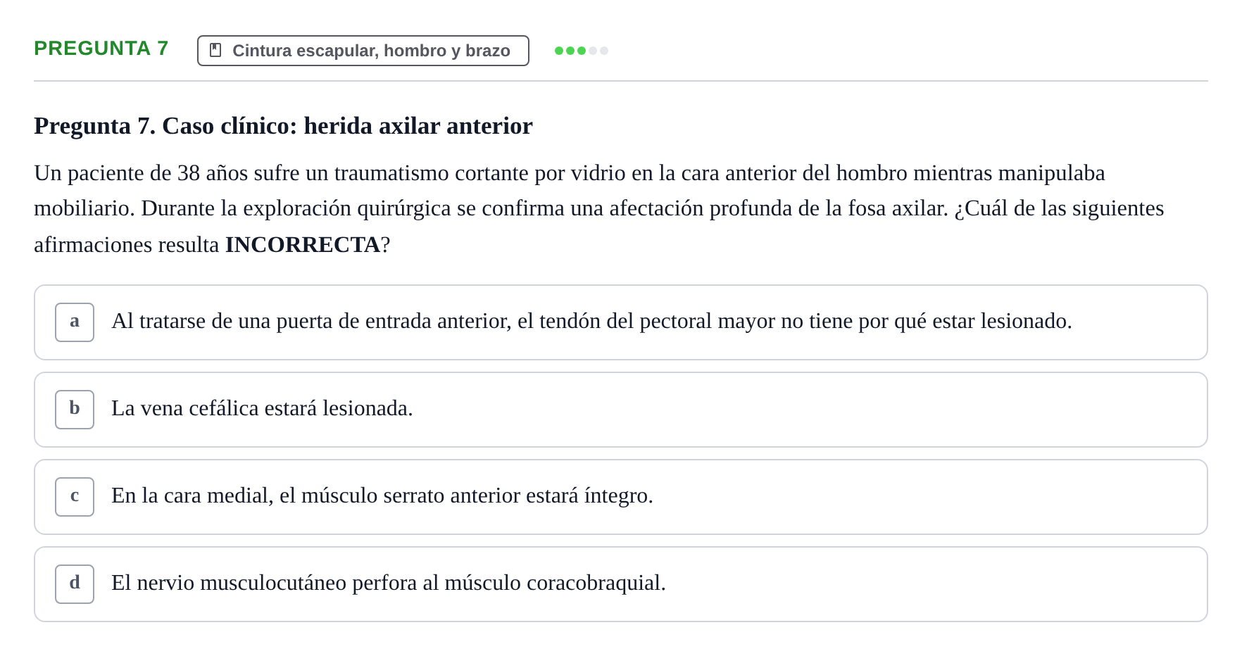 Enunciado: Pregunta 7 · Aparato Locomotor UDL 2019