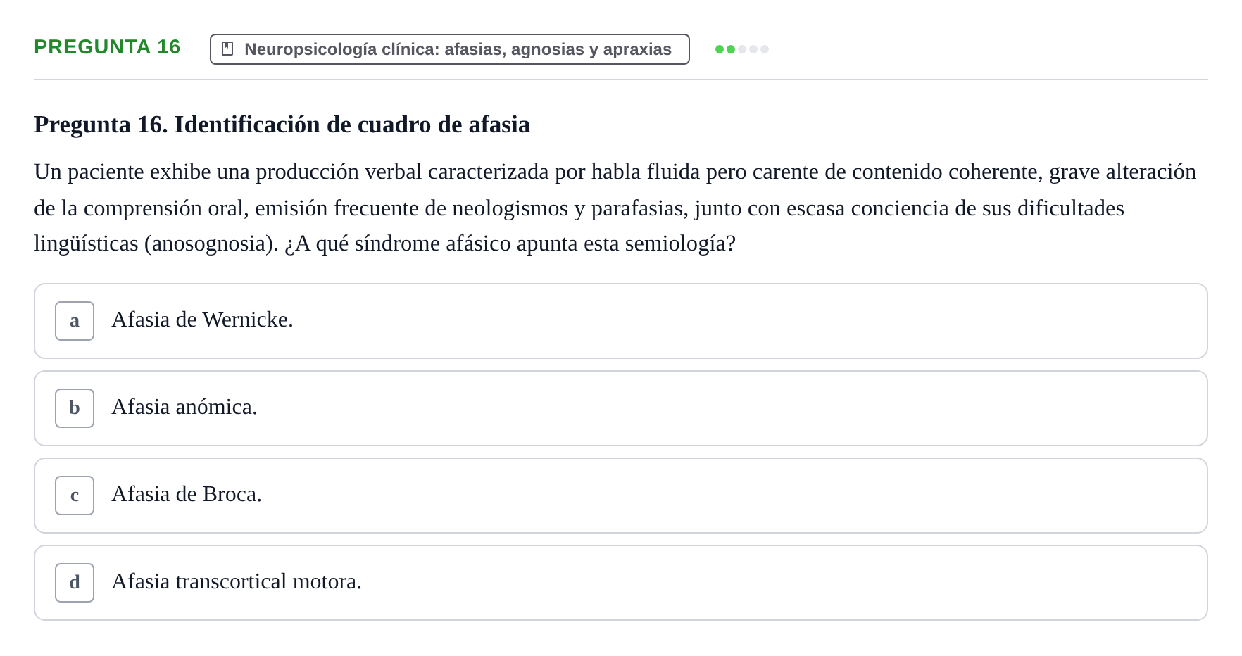 Enunciado: Pregunta 16