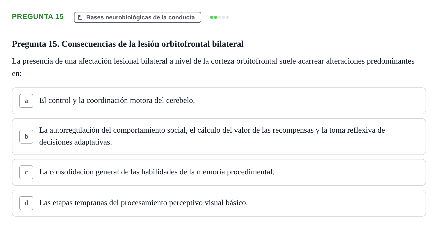 Enunciado: Pregunta 15