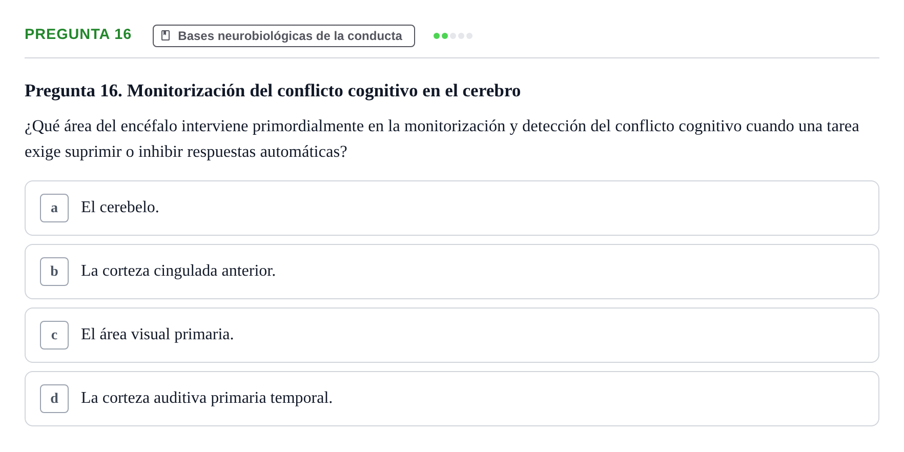 Enunciado: Pregunta 16