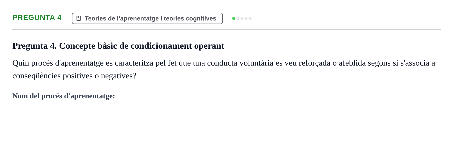 Enunciado: Pregunta 4 · Desarrollo Socioafectivo URV Recull de preguntes d'examen de Desenvolupament Socioafectiu