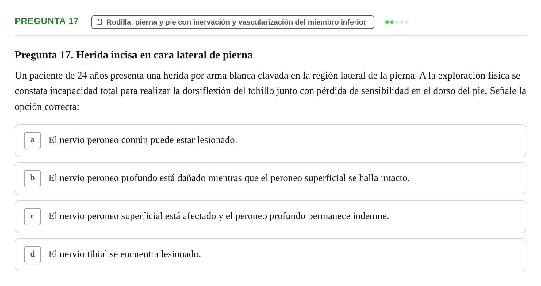 Enunciado: Pregunta 17 · Aparato Locomotor UDL Examen Parcial. Aparato Locomotor