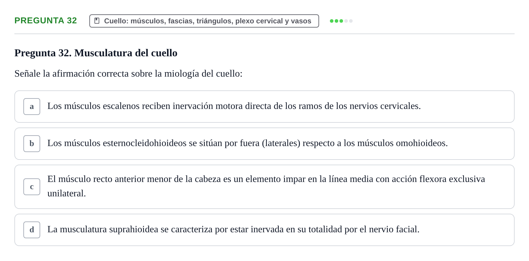 Enunciado: Pregunta 32 · Aparato Locomotor UDL Examen Parcial. Aparato Locomotor