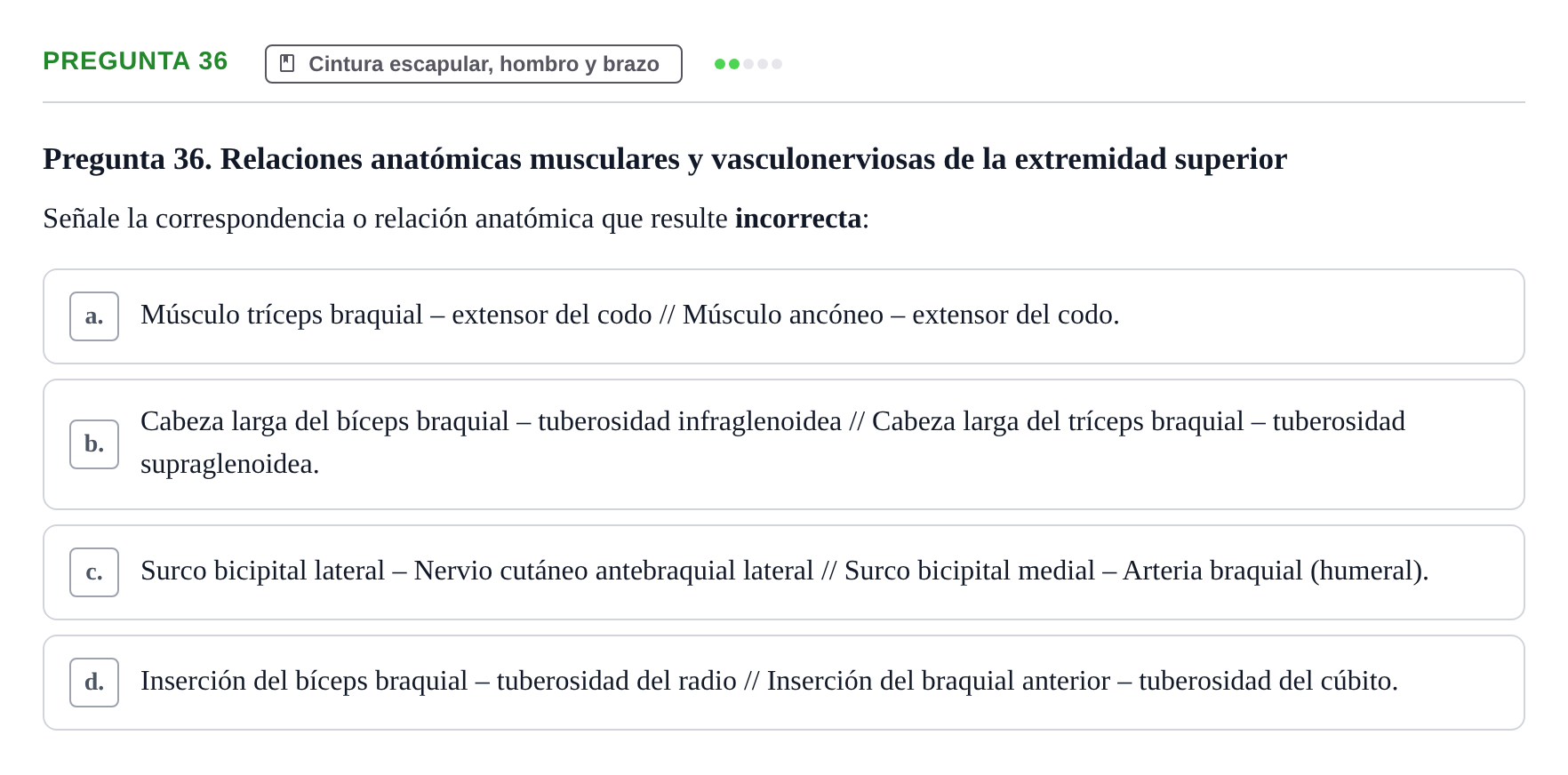 Enunciado: Pregunta 36 · Aparato Locomotor UDL Examen Parcial. Aparato Locomotor