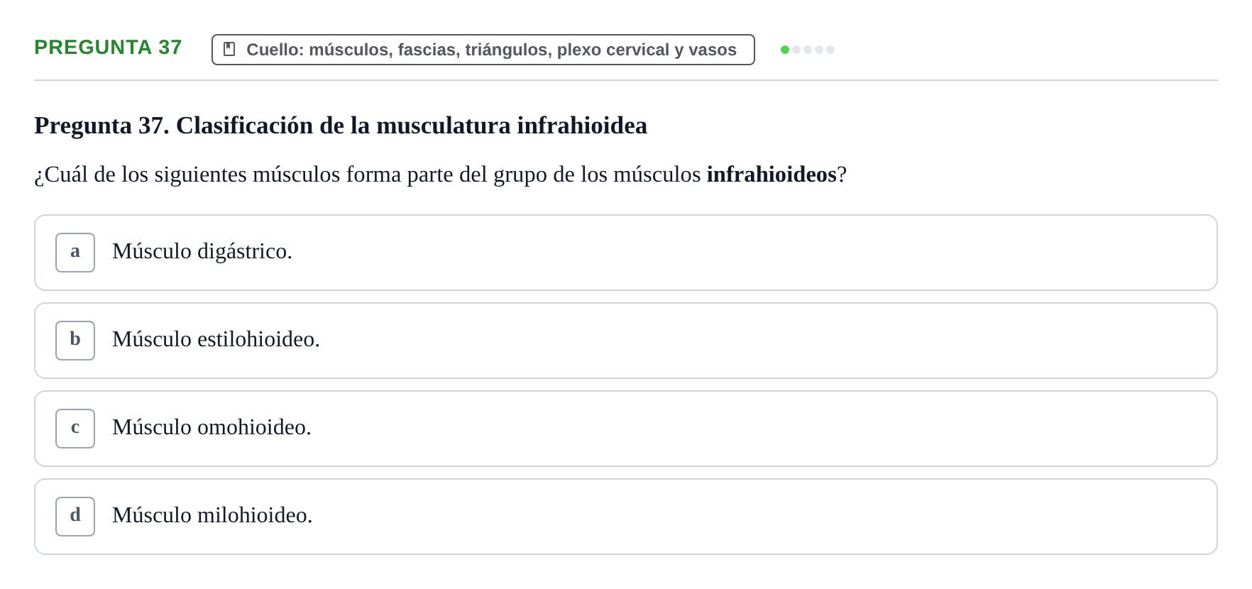 Enunciado: Pregunta 37 · Aparato Locomotor UDL Examen Parcial. Aparato Locomotor