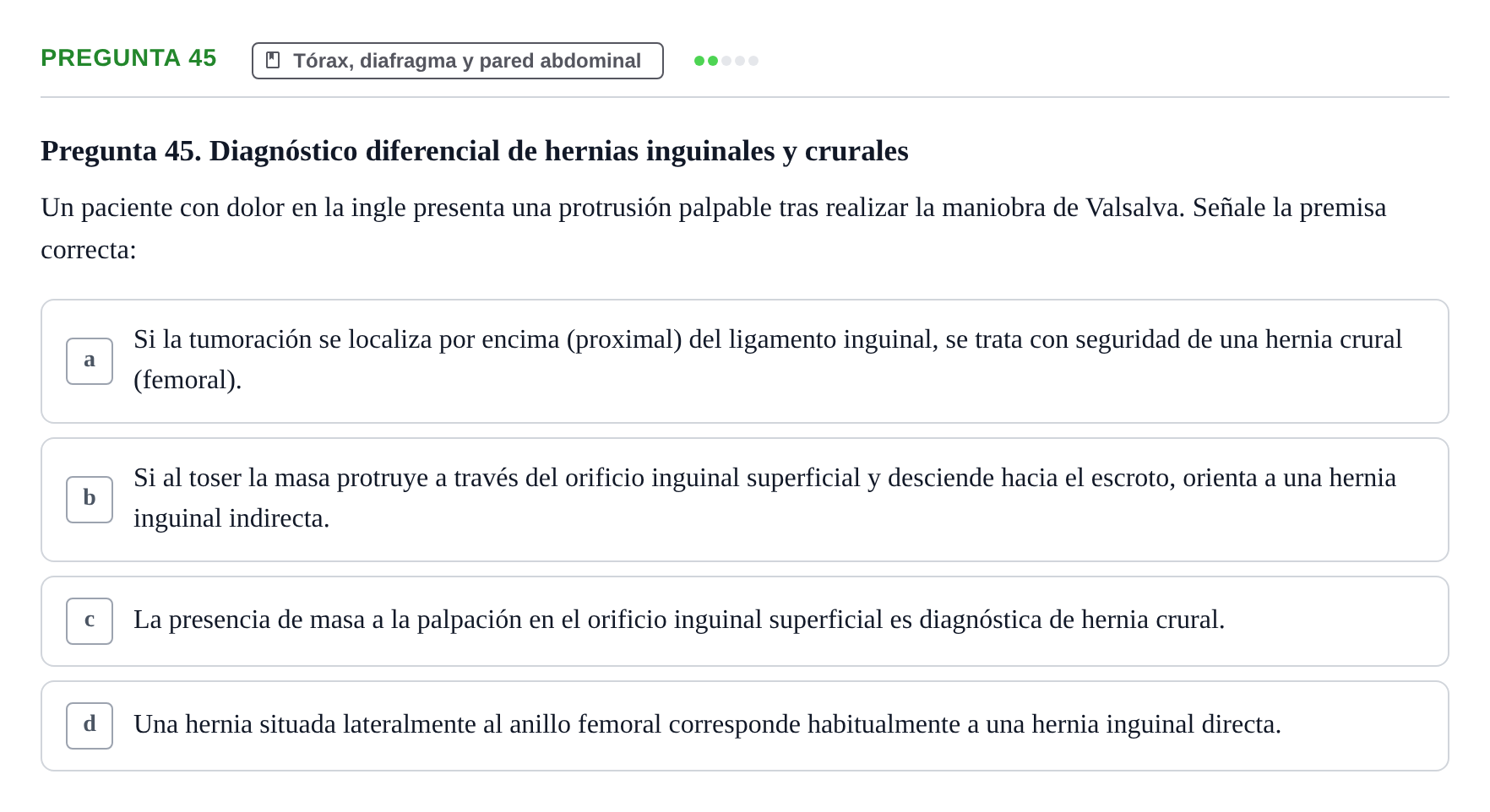 Enunciado: Pregunta 45 · Aparato Locomotor UDL Examen Parcial. Aparato Locomotor