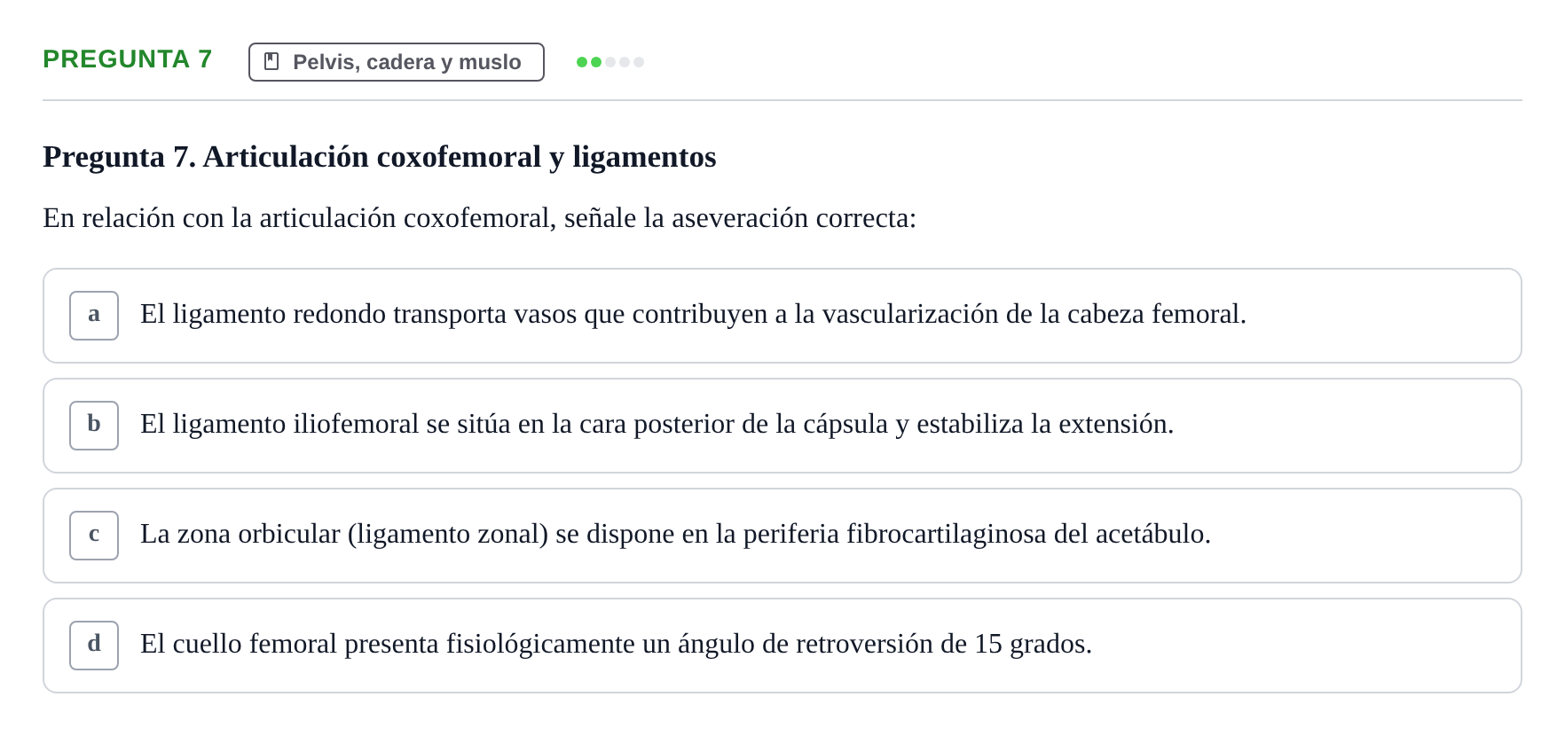 Enunciado: Pregunta 7 · Aparato Locomotor UDL Examen Parcial. Aparato Locomotor