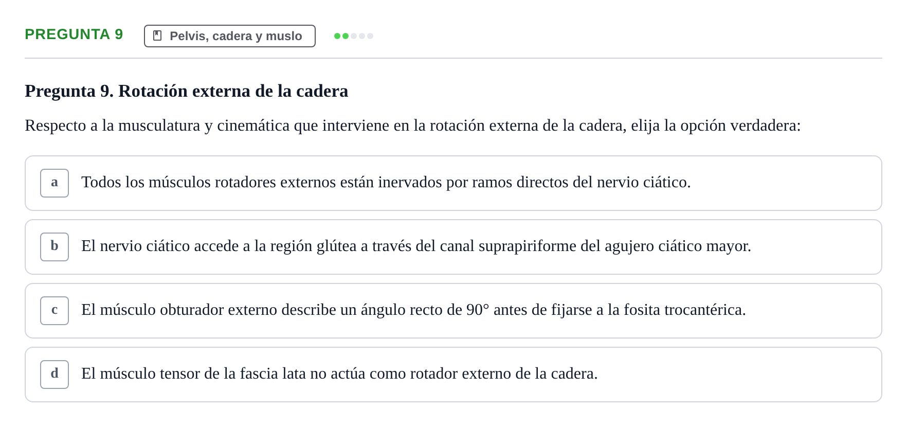 Enunciado: Pregunta 9 · Aparato Locomotor UDL Examen Parcial. Aparato Locomotor