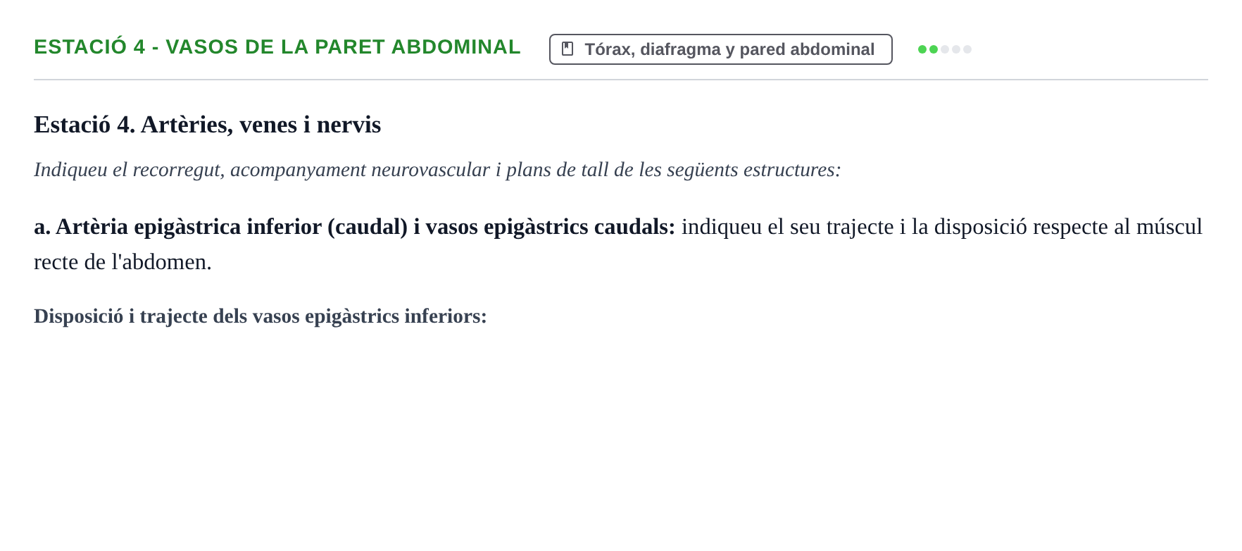 Enunciado: Ejercicio Estació 4 - Vasos de la paret abdominal · Aparato Locomotor UDL Examen pràctic: Aparell Locomotor (Segon Semestre)