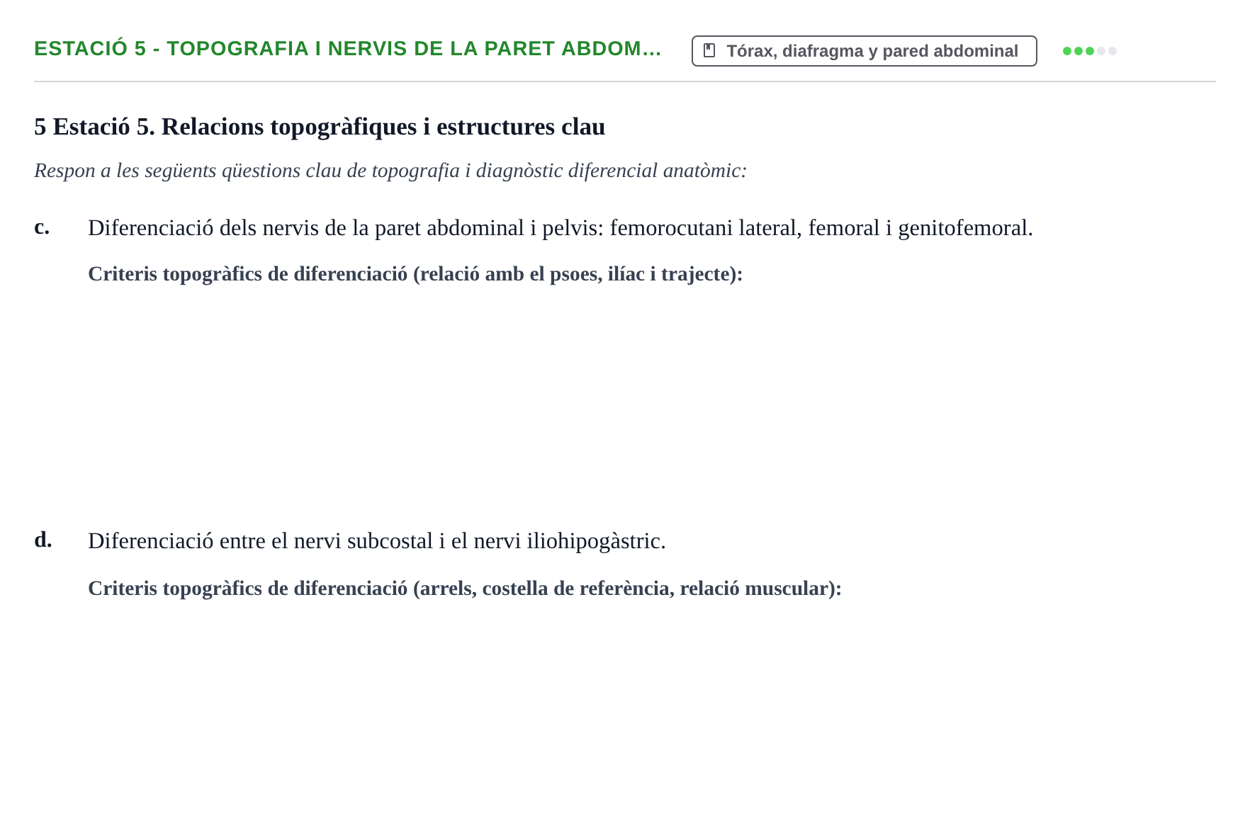 Enunciado: Ejercicio Estació 5 - Topografia i nervis de la paret abdom… · Aparato Locomotor UDL Examen pràctic: Aparell Locomotor (Segon Semestre)