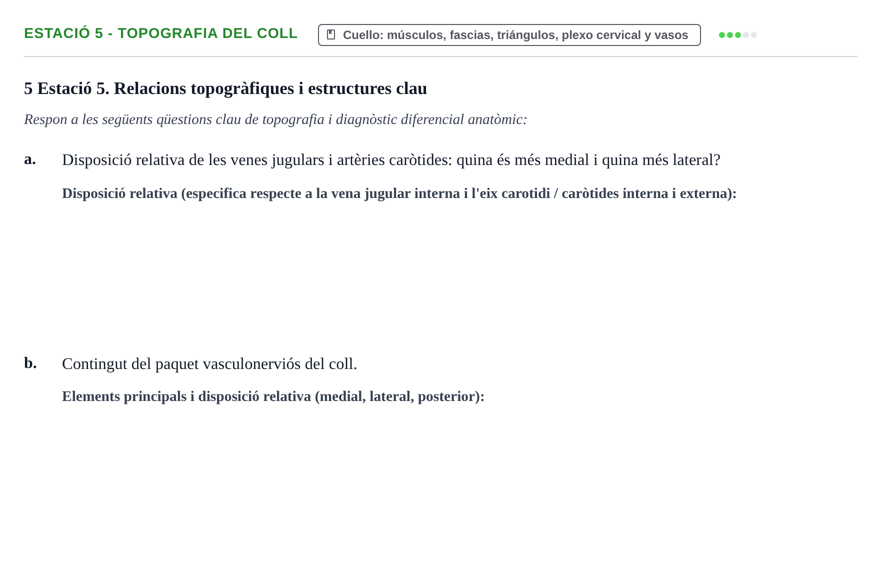 Enunciado: Ejercicio Estació 5 - Topografia del coll · Aparato Locomotor UDL Examen pràctic: Aparell Locomotor (Segon Semestre)