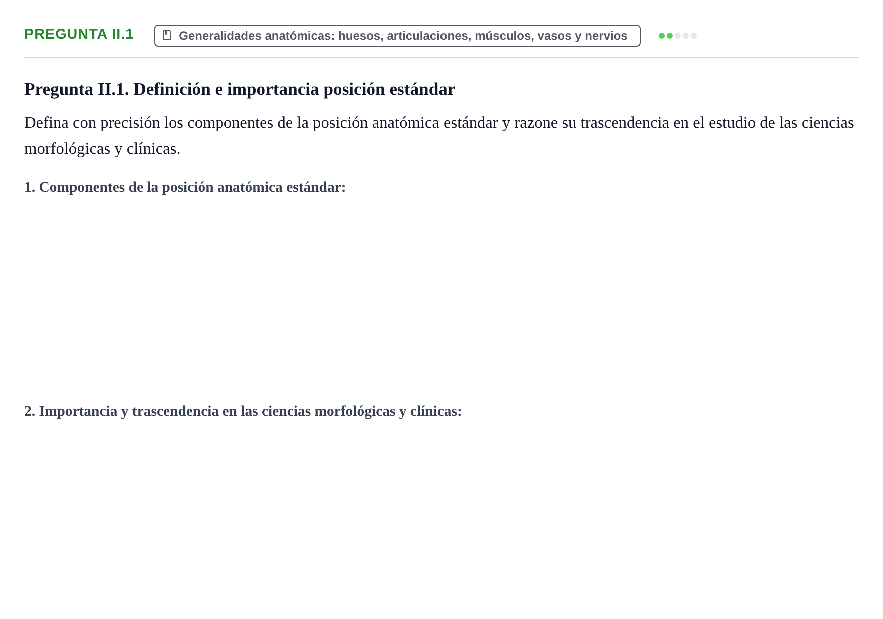 Enunciado: Pregunta II.1 · Aparato Locomotor UDL Examen de repaso teórico: Posición anatómica, ejes y planos