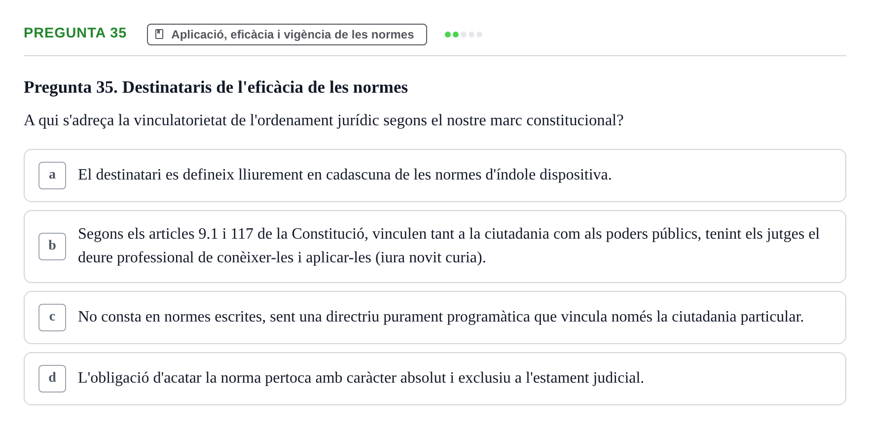 Enunciado: Pregunta 35 · Part General del Dret Civil URV Examen de Part General del Dret Civil (Temes 1-15)