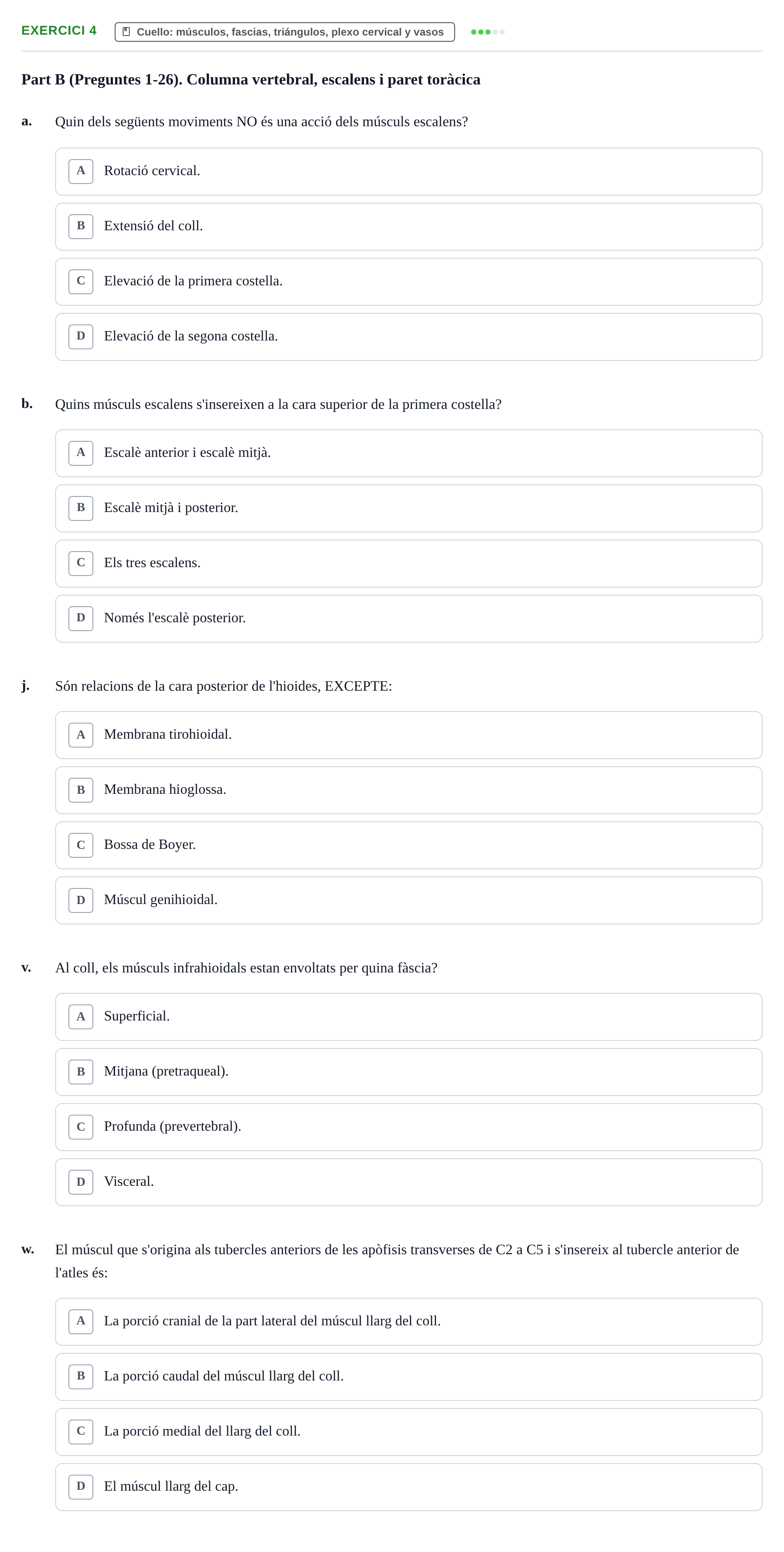 Enunciado: Ejercicio 4 - Cuello · Aparato Locomotor UDL Examen Segon Parcial: Anatomia de l'Aparell Locomotor