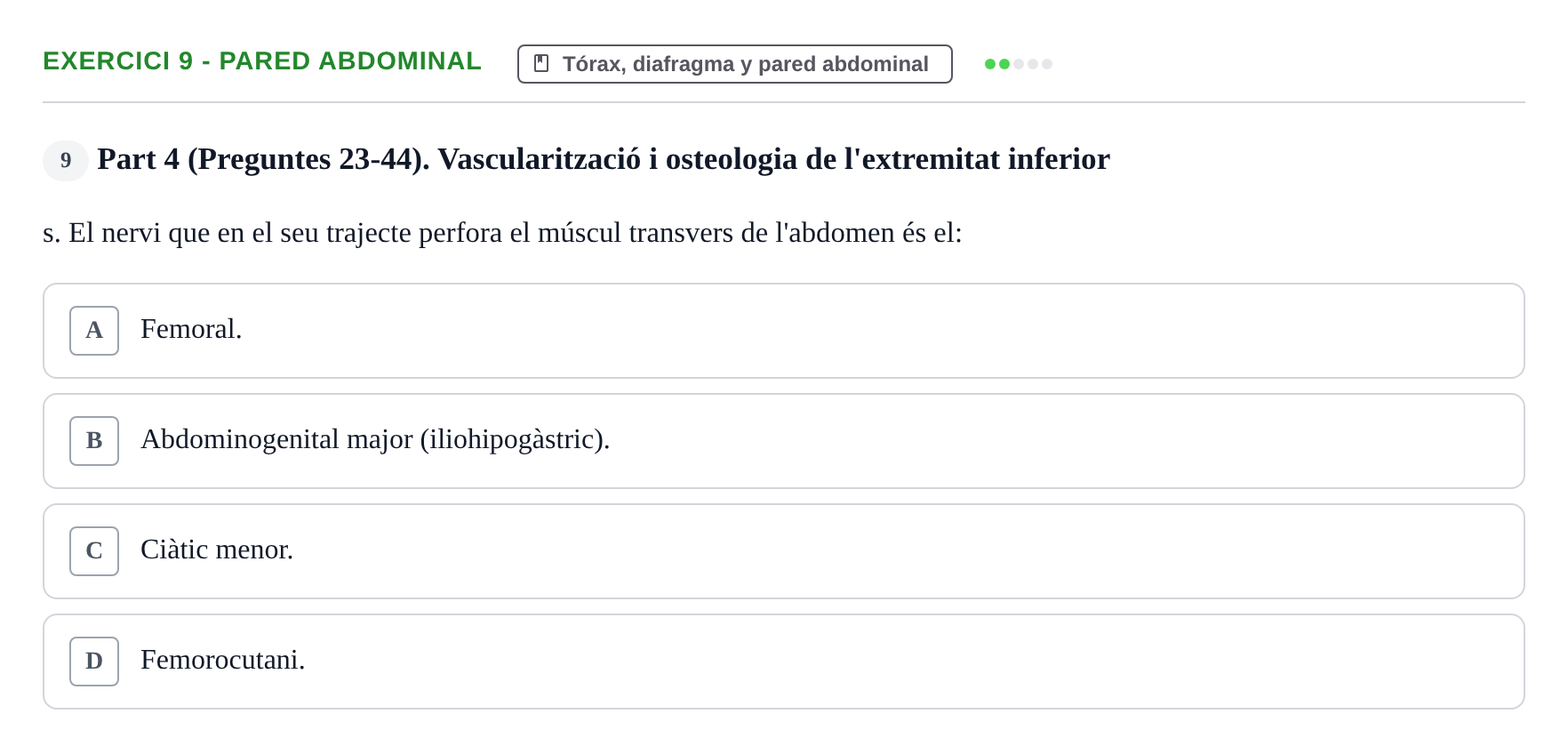 Enunciado: Ejercicio 9 - Pared abdominal · Aparato Locomotor UDL Examen Segon Parcial: Anatomia de l'Aparell Locomotor