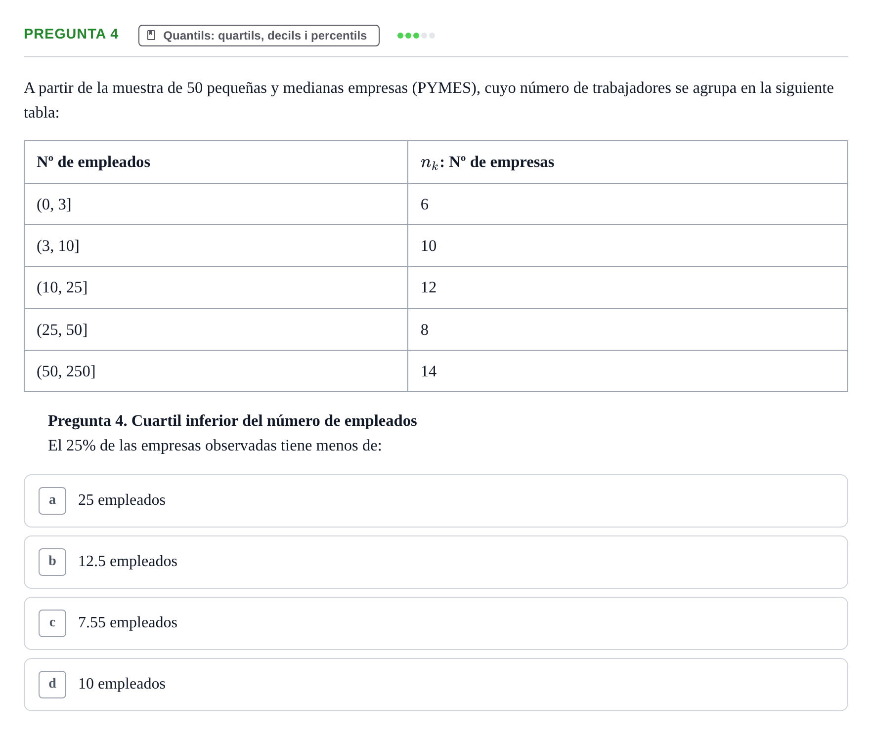 Enunciado: Pregunta 4 · Estadística I URV 2022