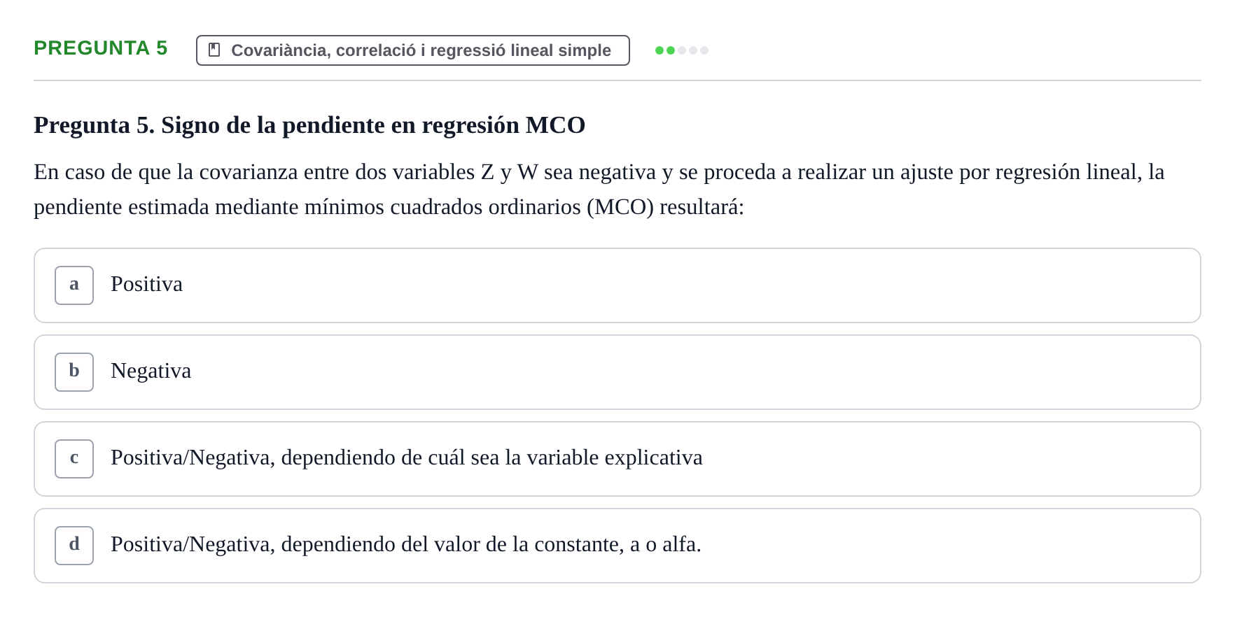 Enunciado: Pregunta 5 · Estadística I URV 2022