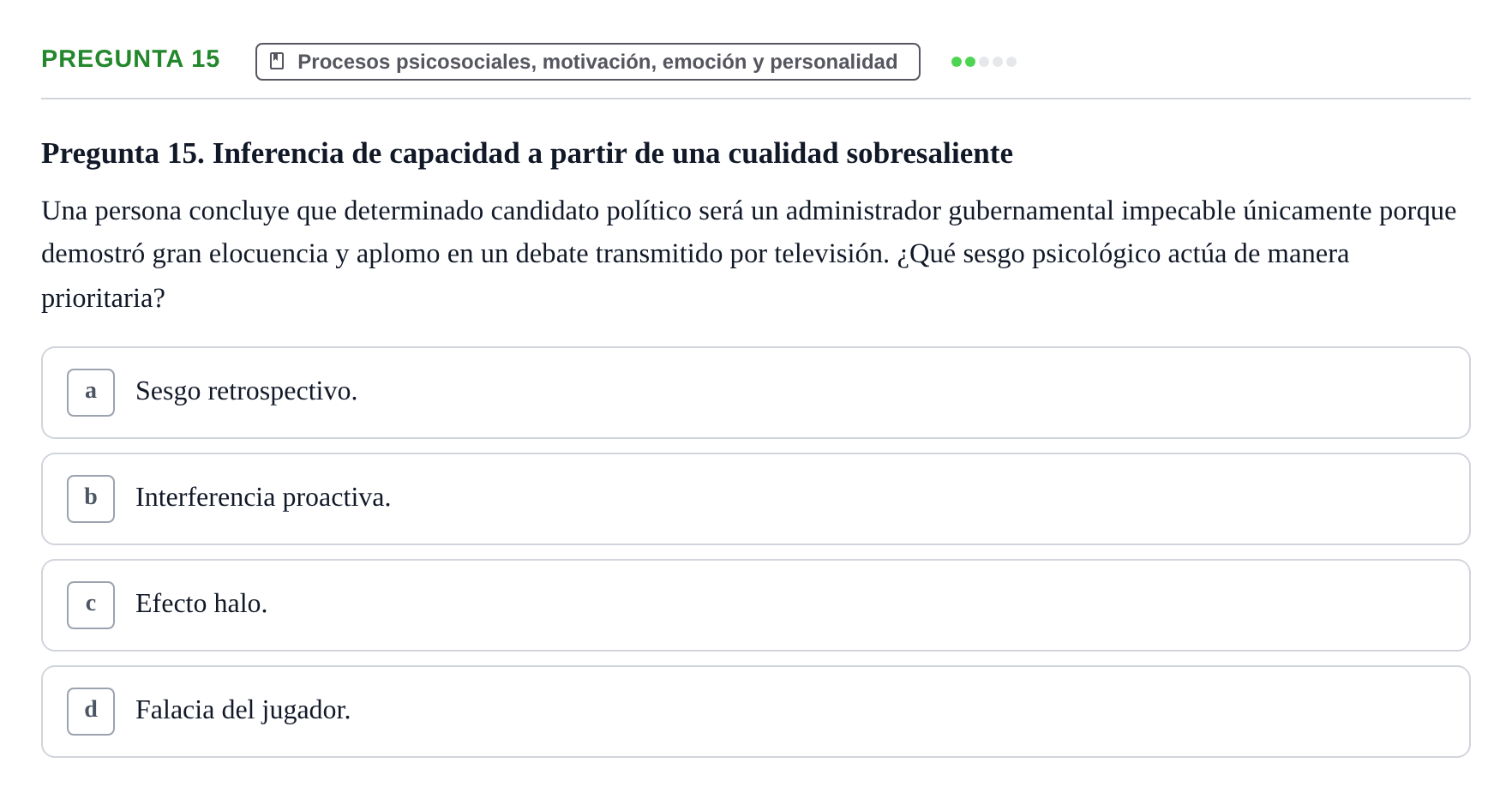 Enunciado: Pregunta 15