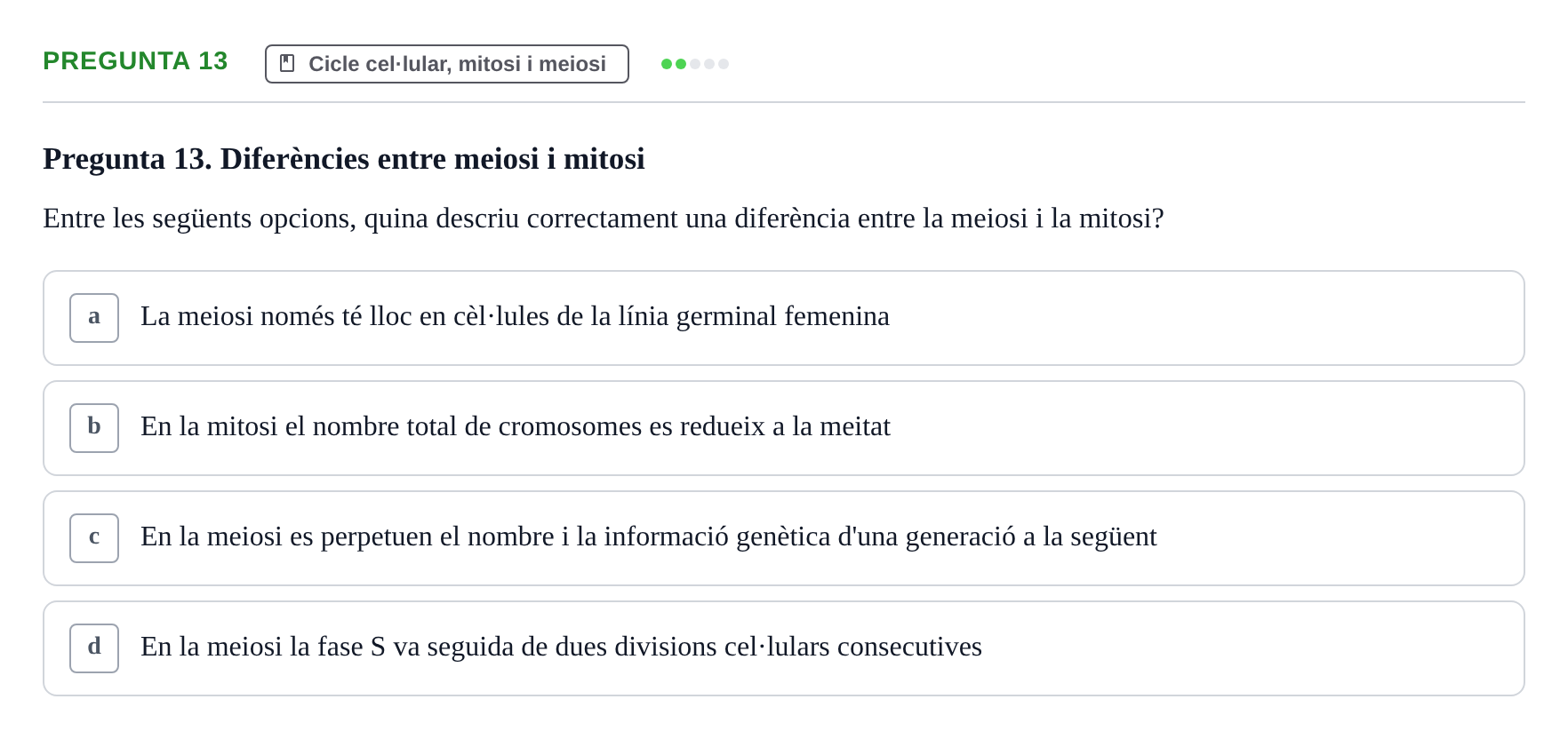 Enunciado: Pregunta 13 · Genòmica Humana UDL Examen: Genòmica Humana (2n Parcial)