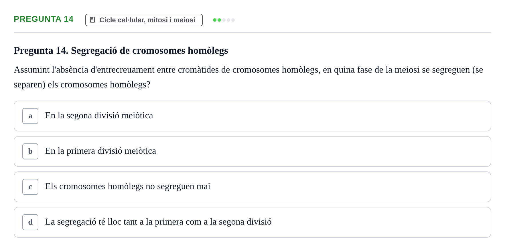 Enunciado: Pregunta 14 · Genòmica Humana UDL Examen: Genòmica Humana (2n Parcial)