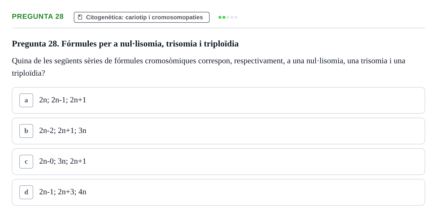 Enunciado: Pregunta 28 · Genòmica Humana UDL Examen: Genòmica Humana (2n Parcial)