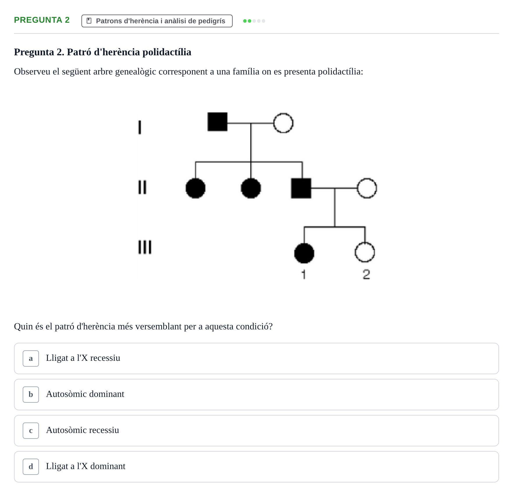 Enunciado: Pregunta 2 · Genòmica Humana UDL Examen: Genòmica Humana (2n Parcial)